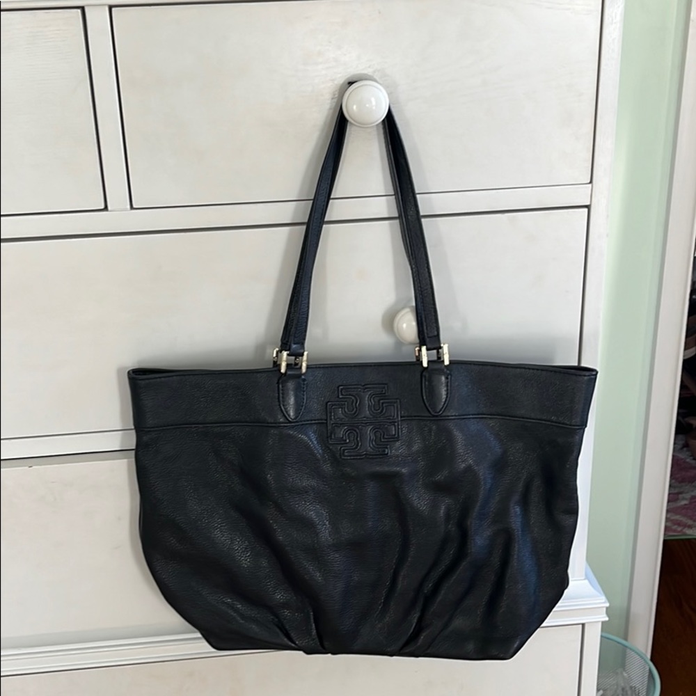 Torch Burch black leather tote